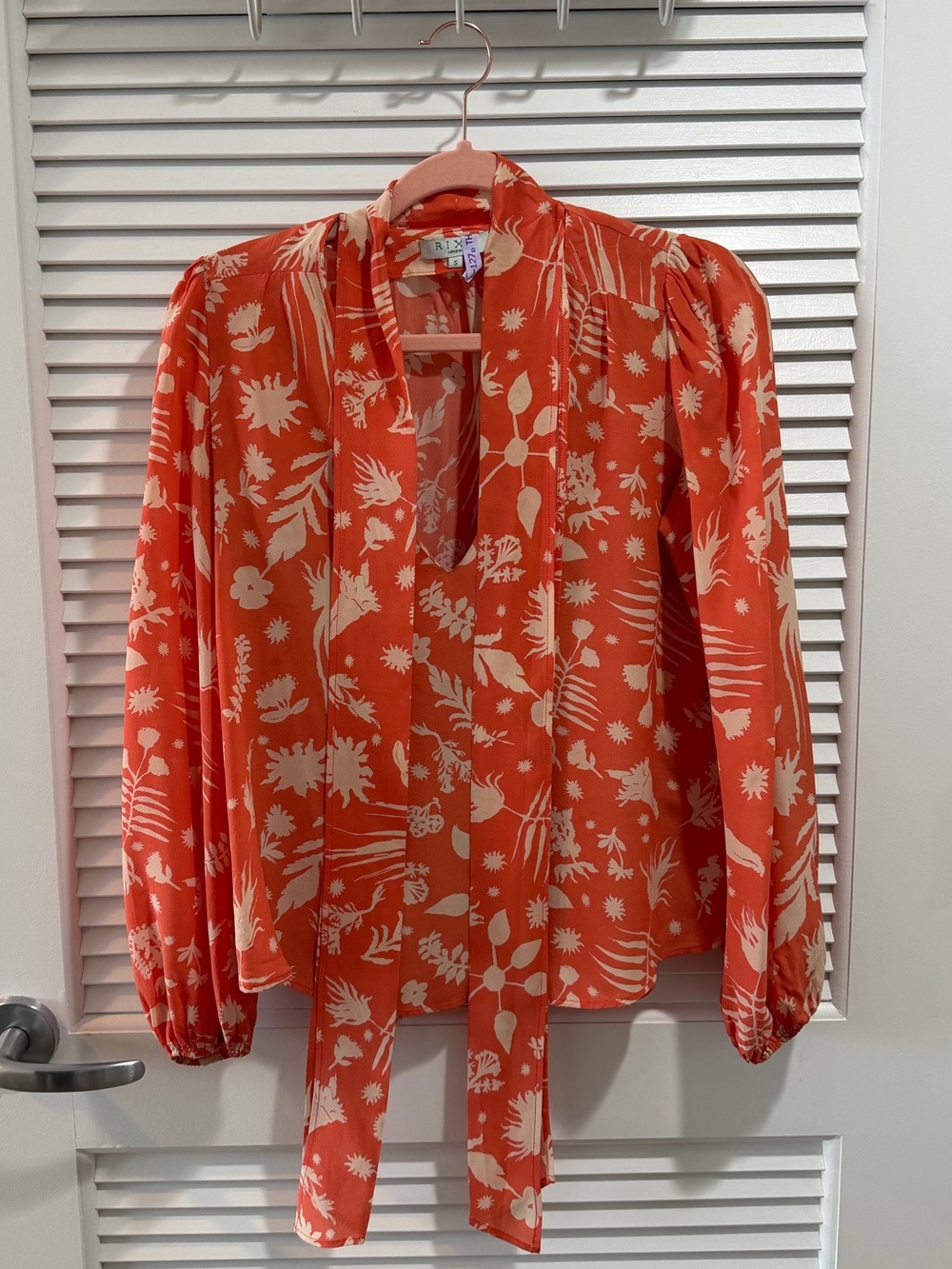 Stunning Vintage Rixo Silk Blouse with Neck Tie
